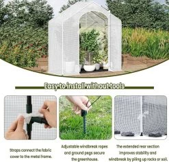 WOLTU Gewächshaus, Winterfest, Tür Fenster, 200x80x200cm, Aus Stahlrohr PE, Weiß 12 WOLTU Gewächshaus, Winterfest, Tür Fenster, 200x80x200cm, Aus Stahlrohr PE, Weiß -Möbel Store Gewaechshaus Winterfest Tuer Fenster 200x80x200cm aus Stahlrohr PE W0UETT0225 Weiss4 1280x1280