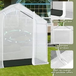 WOLTU Gewächshaus, Winterfest, Tür Fenster, 200x80x200cm, Aus Stahlrohr PE, Weiß 16 WOLTU Gewächshaus, Winterfest, Tür Fenster, 200x80x200cm, Aus Stahlrohr PE, Weiß -Möbel Store Gewaechshaus Winterfest Tuer Fenster 200x80x200cm aus Stahlrohr PE W0UETT0225 Weiss8 1280x1280