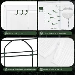 WOLTU Gewächshaus, Winterfest, Mit Tür 2 Fenstern, Stahlrohr PE, 170x68x200cm, Weiß 13 WOLTU Gewächshaus, Winterfest, Mit Tür 2 Fenstern, Stahlrohr PE, 170x68x200cm, Weiß -Möbel Store Gewaechshaus Winterfest mit Tuer 2 Fenstern Stahlrohr PE 170x68x200cm W0UETT0224 Weiss5 1280x1280
