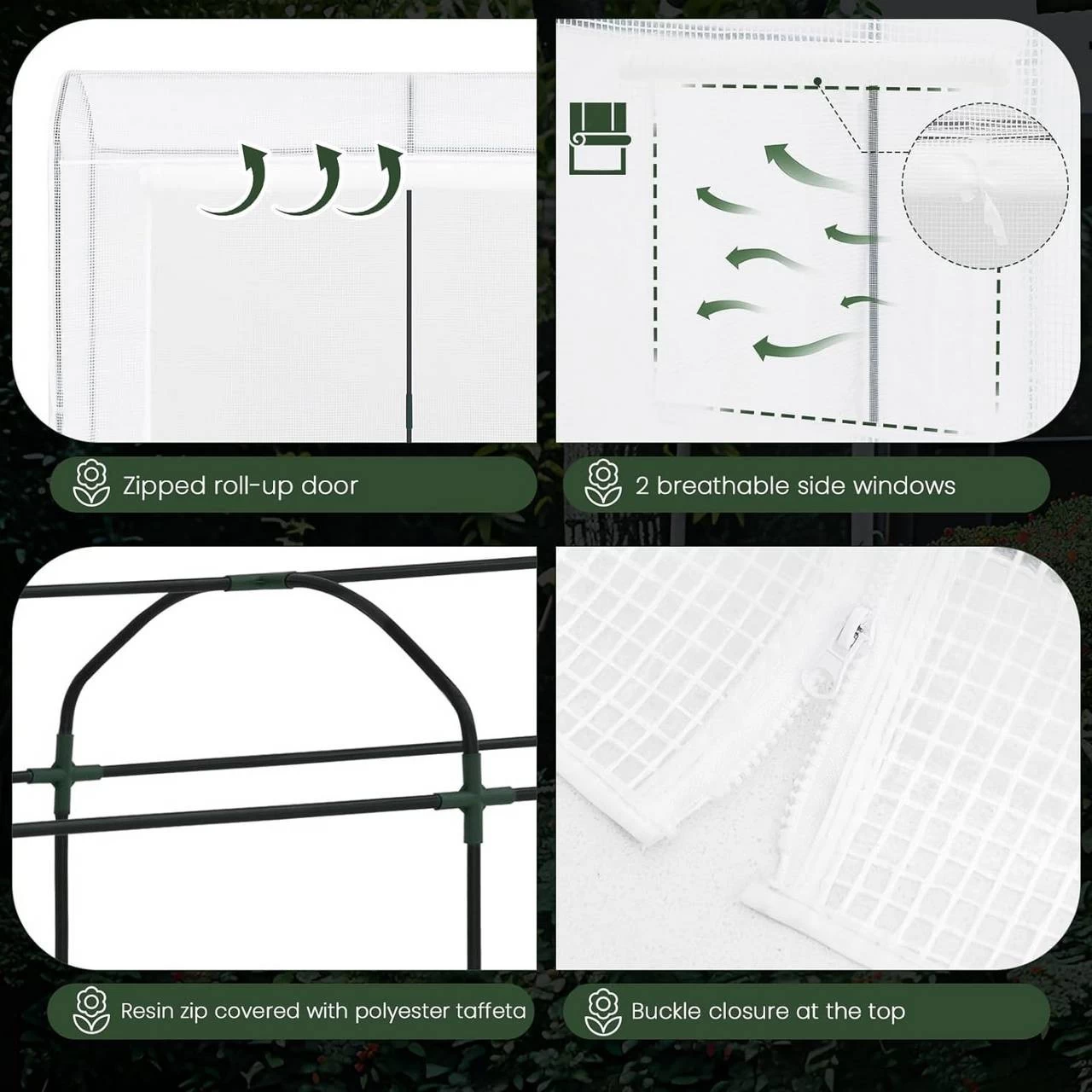 WOLTU Gewächshaus, Winterfest, Mit Tür 2 Fenstern, Stahlrohr PE, 170x68x200cm, Weiß 5 WOLTU Gewächshaus, Winterfest, Mit Tür 2 Fenstern, Stahlrohr PE, 170x68x200cm, Weiß – Bild 5