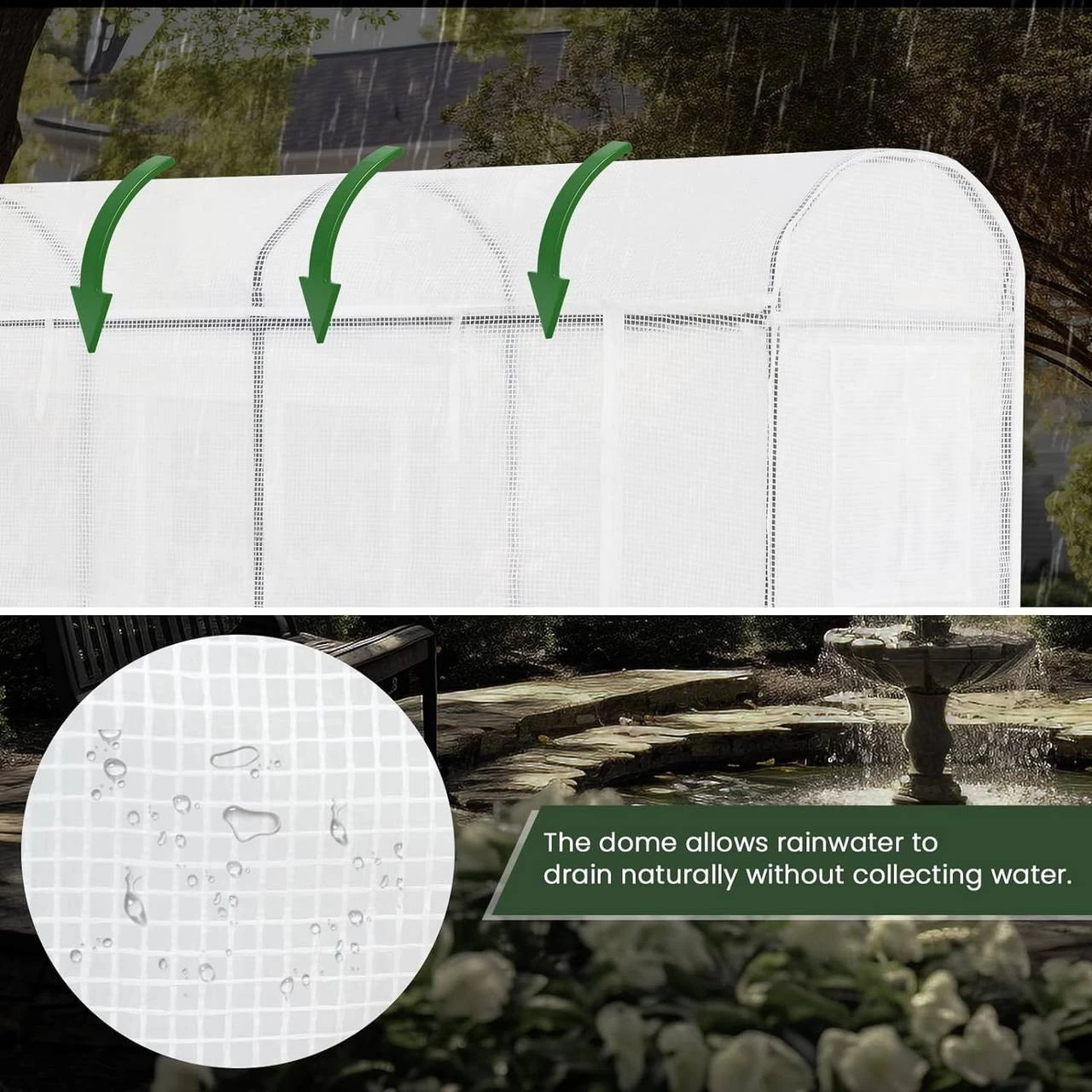 WOLTU Gewächshaus, Winterfest, Mit Tür 2 Fenstern, Stahlrohr PE, 170x68x200cm, Weiß 6 WOLTU Gewächshaus, Winterfest, Mit Tür 2 Fenstern, Stahlrohr PE, 170x68x200cm, Weiß – Bild 6