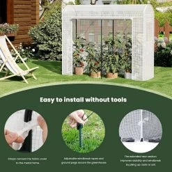 WOLTU Gewächshaus, Winterfest, Mit Tür 2 Fenstern, Stahlrohr PE, 170x68x200cm, Weiß 15 WOLTU Gewächshaus, Winterfest, Mit Tür 2 Fenstern, Stahlrohr PE, 170x68x200cm, Weiß -Möbel Store Gewaechshaus Winterfest mit Tuer 2 Fenstern Stahlrohr PE 170x68x200cm W0UETT0224 Weiss7 1280x1280