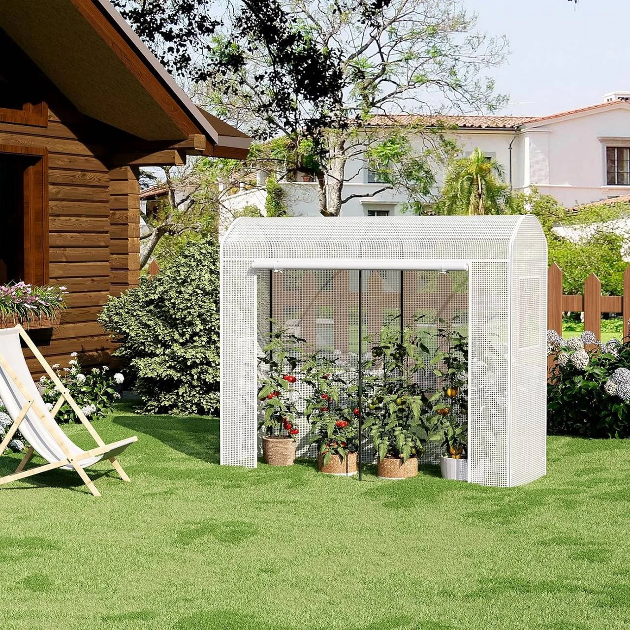 WOLTU Gewächshaus, Winterfest, Mit Tür 2 Fenstern, Stahlrohr PE, 170x68x200cm, Weiß 9 WOLTU Gewächshaus, Winterfest, Mit Tür 2 Fenstern, Stahlrohr PE, 170x68x200cm, Weiß – Bild 9