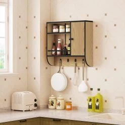 Hängeschrank Mit Tür, Badezimmerschrank, Küchenschrank Hängend, 58x52x15 Cm -Möbel Store H ngeschrank mit T r Badezimmerschrank K chenschrank h ngend 58x52x15 cm HS001hei Eiche4 1280x1280