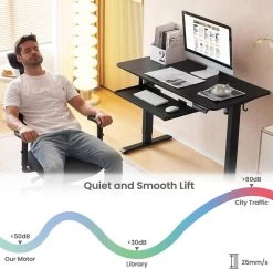 Höhenverstellbarer Schreibtisch, Elektrisch Mit Memory-Funktion, Mit Tastaturauszug -Möbel Store Hohenverstellbarer Schreibtisch 120x60cm Elektrisch mit Memory Funktion mit Tastaturauszug W0ETT0084 schwarz5 1280x1280