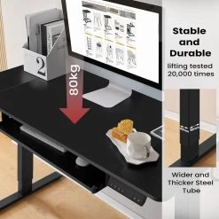 Höhenverstellbarer Schreibtisch, Elektrisch Mit Memory-Funktion, Mit Tastaturauszug -Möbel Store Hohenverstellbarer Schreibtisch 120x60cm Elektrisch mit Memory Funktion mit Tastaturauszug W0ETT0084 schwarz6 1280x1280