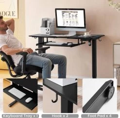 Höhenverstellbarer Schreibtisch, Elektrisch Mit Memory-Funktion, Mit Tastaturauszug -Möbel Store Hohenverstellbarer Schreibtisch 120x60cm Elektrisch mit Memory Funktion mit Tastaturauszug W0ETT0084 schwarz7 1280x1280