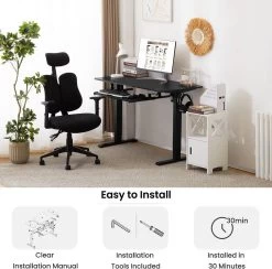 Höhenverstellbarer Schreibtisch, Elektrisch Mit Memory-Funktion, Mit Tastaturauszug -Möbel Store Hohenverstellbarer Schreibtisch 120x60cm Elektrisch mit Memory Funktion mit Tastaturauszug W0ETT0084 schwarz9 1280x1280