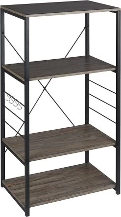 Küchenregal Standregal Bäcker Regal Aus Holz Und Stahl, Mit 4 Ablagen