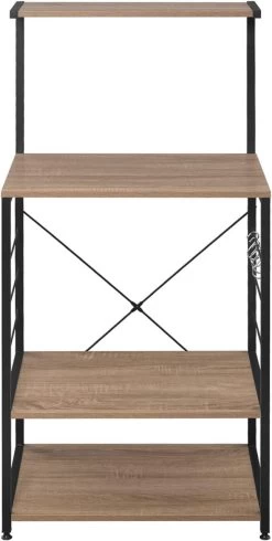 Küchenregal Standregal Mikrowellenhalter Bäcker Regal Haushaltsregal Schwarz + Hell Eiche -Möbel Store K chenregal Standregal Mikrowellenhalter B cker Regal Haushaltsregal RGB9285hei Schwarz Hell Eiche3 1280x1280