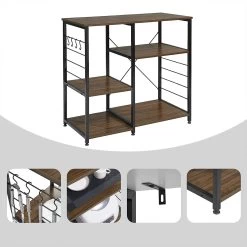 Küchenregal Standregal, Aus Holz&Stahl, Mit 5 Ablagen, Ca. 90x40x83,5 Cm -Möbel Store K chenregal Standregal aus Holz Stahl mit 5 Ablagen ca 90x40x83 5 cm RGB9324dbr Dunkelbraun2 1280x1280