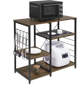 Küchenregal Standregal, Aus Holz&Stahl, Mit 5 Ablagen, Ca. 90x40x83,5 Cm -Möbel Store K chenregal Standregal aus Holz Stahl mit 5 Ablagen ca 90x40x83 5 cm RGB9324dbr Dunkelbraun3 1280x1280