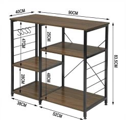 Küchenregal Standregal, Aus Holz&Stahl, Mit 5 Ablagen, Ca. 90x40x83,5 Cm -Möbel Store K chenregal Standregal aus Holz Stahl mit 5 Ablagen ca 90x40x83 5 cm RGB9324dbr Dunkelbraun4 1280x1280