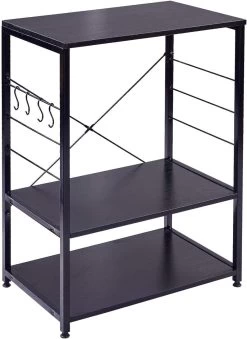 Küchenregal Standregal Aus Holz Und Stahl, Mit 3 Ablagen, Ca. 60 X 40 X 82 Cm