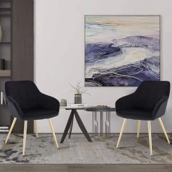 Esszimmerstuhl Aus Samt, Goldene Beine -Möbel Store K chenstuhl Polsterstuhl Wohnzimmerstuhl schwarz2 1280x1280