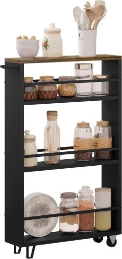 Küchenwagen Mit 3 Ebenen, Servierwagen Mit Rollen, Mit Griff Und Bremsen