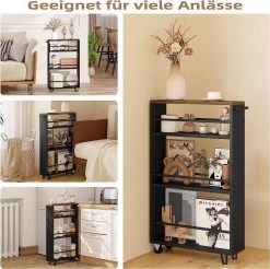 Küchenwagen Mit 3 Ebenen, Servierwagen Mit Rollen, Mit Griff Und Bremsen -Möbel Store K chenwagen mit 3 Ebenen Servierwagen mit Rollen mit Griff und Bremsen RW050rbs Schwarz5 1280x1280