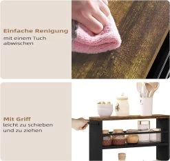 Küchenwagen Mit 3 Ebenen, Servierwagen Mit Rollen, Mit Griff Und Bremsen -Möbel Store K chenwagen mit 3 Ebenen Servierwagen mit Rollen mit Griff und Bremsen RW050rbs Schwarz6 1280x1280