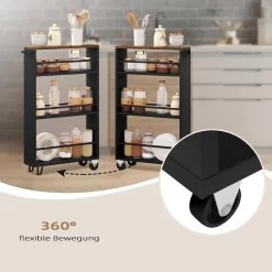 Küchenwagen Mit 3 Ebenen, Servierwagen Mit Rollen, Mit Griff Und Bremsen -Möbel Store K chenwagen mit 3 Ebenen Servierwagen mit Rollen mit Griff und Bremsen RW050rbs Schwarz7 1280x1280