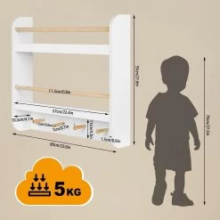 Kinder Bücherregal, Spielzeugregal Mit 2 Ablagen 4 Haken, 60x55x12 Cm, Holz, MDF -Möbel Store Kinder B cherregal Spielzeugregal mit 2 Ablagen 4 Haken 60x55x12 cm Holz MDF W0ETT0017 weiss3 1280x1280