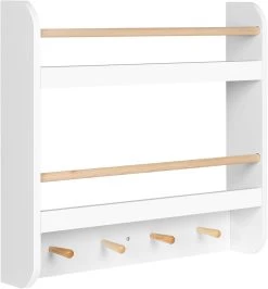 Kinder Bücherregal, Spielzeugregal Mit 2 Ablagen 4 Haken, 60x55x12 Cm, Holz, MDF -Möbel Store Kinder B cherregal Spielzeugregal mit 2 Ablagen 4 Haken 60x55x12 cm Holz MDF W0ETT0017 weiss5 1280x1280
