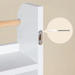 Kinder Bücherregal, Spielzeugregal Mit 2 Ablagen 4 Haken, 60x55x12 Cm, Holz, MDF -Möbel Store Kinder B cherregal Spielzeugregal mit 2 Ablagen 4 Haken 60x55x12 cm Holz MDF W0ETT0017 weiss7 1280x1280