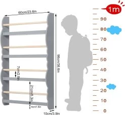 Kinder Bücherregal Wandregal Aus Kiefernholz E1 MDF Mit 4 Ablagen -Möbel Store Kinder B cherregal Wandregal aus Kiefernholz E1 MDF mit 4 Ablagen KR017gr Grau3 1280x1280