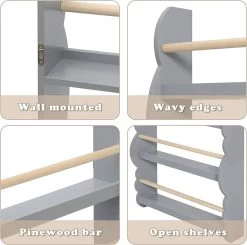 Kinder Bücherregal Wandregal Aus Kiefernholz E1 MDF Mit 4 Ablagen -Möbel Store Kinder B cherregal Wandregal aus Kiefernholz E1 MDF mit 4 Ablagen KR017gr Grau6 1280x1280