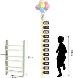Kinder Bücherregal Wandregal Aus Kiefernholz E1 MDF Mit 3 Ablagen -Möbel Store Kinder Buecherregal Wandregal Buecher Organizer mit 4 Ablagen Kinderregal KR013 MA3 1280x1280
