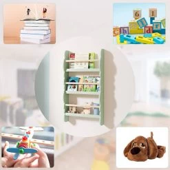 Kinder Bücherregal Wandregal Aus Kiefernholz E1 MDF Mit 3 Ablagen -Möbel Store Kinder Buecherregal Wandregal Buecher Organizer mit 4 Ablagen Kinderregal KR013 MA4 1280x1280