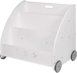 Kinderregal Für Bücher Mit Rollen Aus Holz