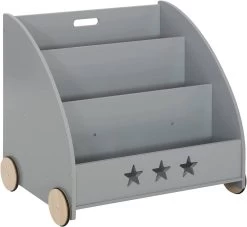 Kinderregal Für Bücher Mit Rollen Aus Holz -Möbel Store Kinderregal fuer Buecher mit Rollen aus Holz KR002gr grau6 1280x1280