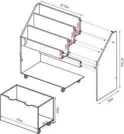 Spielzeugregal Mit Rädern Weiß -Möbel Store Kinderregal mit 3 Regalen Aufbewahrungstruhe mit Raedern KR004 weiss7 1280x1280