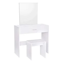 Schminktisch Mit Hocker Und Spiegel Kosmetiktisch Mit Schublade Schminkspiegel Weiß -Möbel Store Klassiche Schminktisch mit spiegel Hocker aus Spanplatte im Weiss Schwarz MB6043ws 3 1280x1280