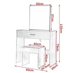 Schminktisch Mit Hocker Und Spiegel Kosmetiktisch Mit Schublade Schminkspiegel Weiß -Möbel Store Klassiche Schminktisch mit spiegel Hocker aus Spanplatte im Weiss Schwarz MB6043ws 5 1280x1280