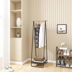 Kleiderständer Für Schlafzimmer Garderobenständer Mit Metallablagen Schwarz -Möbel Store Kleiderst nder f r Schlafzimmer Garderobenst nder mit Metallablagen SR0077 Schwarz4 1280x1280