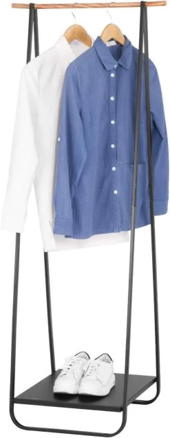 Kleiderständer Für Schlafzimmer Garderobenständer Mit Metallablagen Schwarz