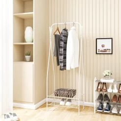 Kleiderständer Mit 2 Metallablagen Für Schuhe 9 Kleiderständer Mit 2 Metallablagen Für Schuhe -Möbel Store Kleiderst nder mit 2 Metallablagen f r Schuhe SR0074ws Weiss1 1280x1280