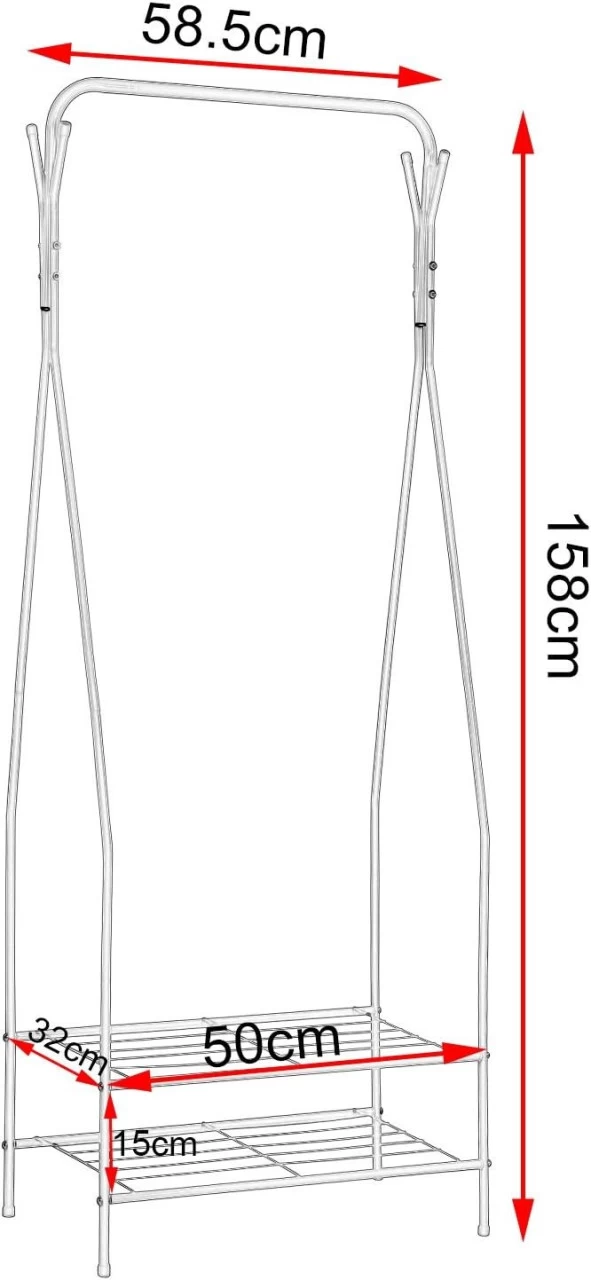 Kleiderständer Mit 2 Metallablagen Für Schuhe 3 Kleiderständer Mit 2 Metallablagen Für Schuhe – Bild 3