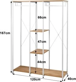 Kleiderständer Mit Ablage Aus Holz & Stahl In Größe XXXL -Möbel Store Kleiderst nder mit Ablage aus Holz Stahl in Gr sse XXXL SR0048whe Weiss hell Eiche3 1280x1280