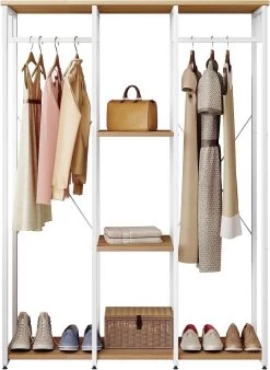 Kleiderständer Mit Ablage Aus Holz & Stahl In Größe XXXL -Möbel Store Kleiderst nder mit Ablage aus Holz Stahl in Gr sse XXXL SR0048whe Weiss hell Eiche5 1280x1280