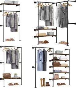 Kleiderständer Mit Ablagen, Garderobe Mit Kleiderstange, Garderobenständer Wandmontage