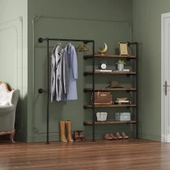 Kleiderständer Mit Ablagen, Garderobe Mit Kleiderstange, Garderobenständer Wandmontage 11 Kleiderständer Mit Ablagen, Garderobe Mit Kleiderstange, Garderobenständer Wandmontage -Möbel Store Kleiderst nder mit Ablagen Garderobe mit Kleiderstange Garderobenst nder Wandmontage W0ITT2037 schwarz 3 1280x1280