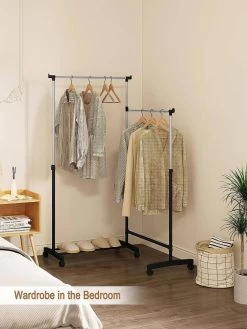 Kleiderständer Mit Rollen, Mit Schuhablage, 2 Kleiderstangen 1 Höhenverstellbar, L-förmig -Möbel Store Kleiderst nder mit Rollen mit Schuhablage 2 Kleiderstangen 1 h henverstellbar L f rmig W0ITT2004 schwarz4 1280x1280