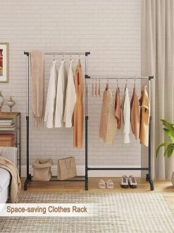 Kleiderständer Mit Rollen, Mit Schuhablage, 2 Kleiderstangen 1 Höhenverstellbar, L-förmig -Möbel Store Kleiderst nder mit Rollen mit Schuhablage 2 Kleiderstangen 1 h henverstellbar L f rmig W0ITT2004 schwarz5 1280x1280