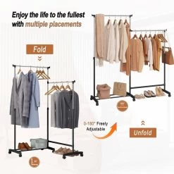 Kleiderständer Mit Rollen, Mit Schuhablage, 2 Kleiderstangen 1 Höhenverstellbar, L-förmig -Möbel Store Kleiderst nder mit Rollen mit Schuhablage 2 Kleiderstangen 1 h henverstellbar L f rmig W0ITT2004 schwarz6 1280x1280