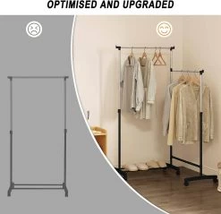 Kleiderständer Mit Rollen, Mit Schuhablage, 2 Kleiderstangen 1 Höhenverstellbar, L-förmig -Möbel Store Kleiderst nder mit Rollen mit Schuhablage 2 Kleiderstangen 1 h henverstellbar L f rmig W0ITT2004 schwarz7 1280x1280