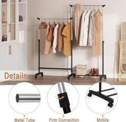 Kleiderständer Mit Rollen, Mit Schuhablage, 2 Kleiderstangen 1 Höhenverstellbar, L-förmig -Möbel Store Kleiderst nder mit Rollen mit Schuhablage 2 Kleiderstangen 1 h henverstellbar L f rmig W0ITT2004 schwarz8 1280x1280