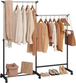 Kleiderständer Mit Rollen, Mit Schuhablage, 2 Kleiderstangen 1 Höhenverstellbar, L-förmig -Möbel Store Kleiderst nder mit Rollen mit Schuhablage 2 Kleiderstangen 1 h henverstellbar L f rmig W0ITT2004 schwarz9 1280x1280