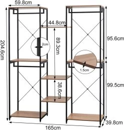 Kleiderständer 2+3+2 Ablagen Mit Schuhregal Aus Holz 12 Kleiderständer 2+3+2 Ablagen Mit Schuhregal Aus Holz -Möbel Store Kleiderstaender 2 3 2 Ablagen mit Schuhregal aus Spanplatte und Stahlrohr SR0128hei hell eiche Schwarz4 1280x1280